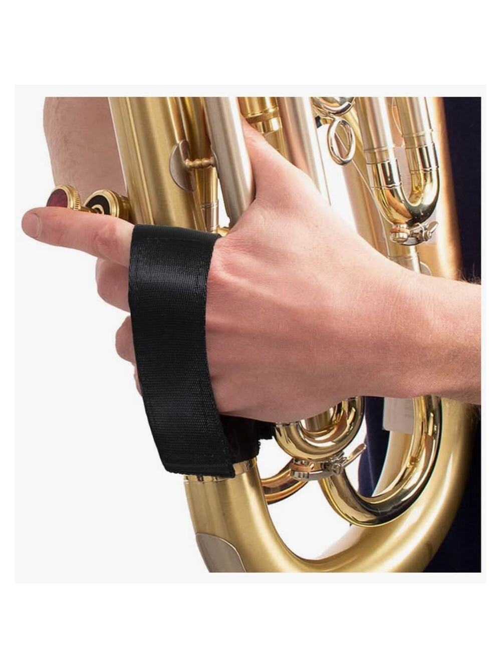 L-Roba EHS-SGL-1PC-BLK Euphonium Tuba Hand Strap Microfiber Cloth Brass Black